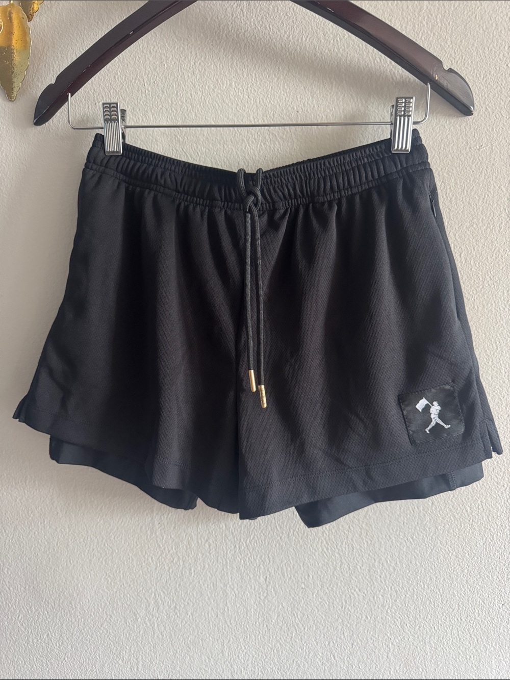 Boy’s Black Layered Athletic Shorts with Drawstring